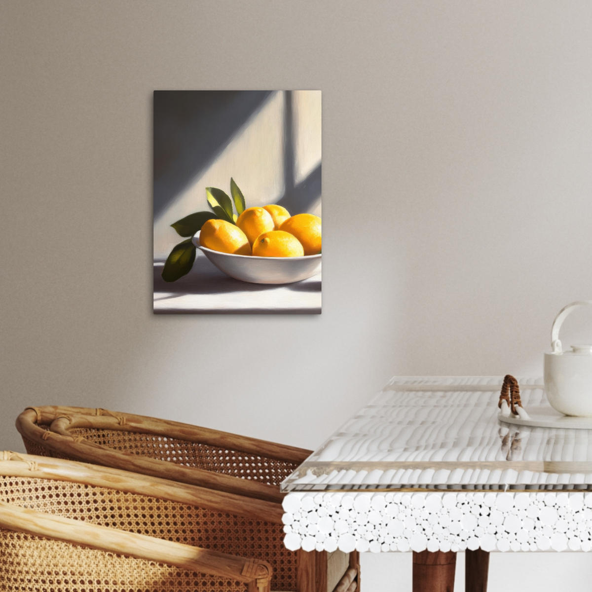 LEINWANDBILD Zitronen - Stilleben - Gelb 30x40 cm - Gelb, Textil (30/40cm) - MuchoWow