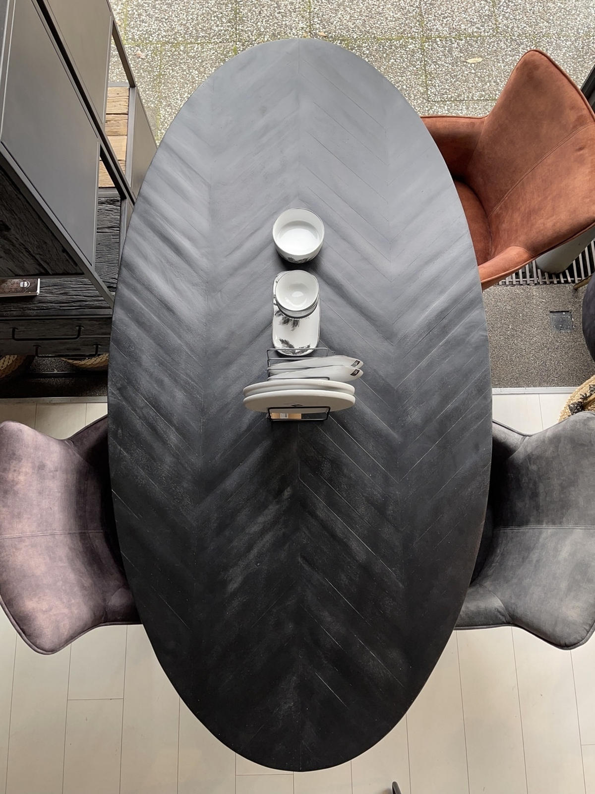 ESSTISCH oval Herringbone 240cm, schwarz - Schwarz, Holz (240/100/78cm) - Giga Meubel