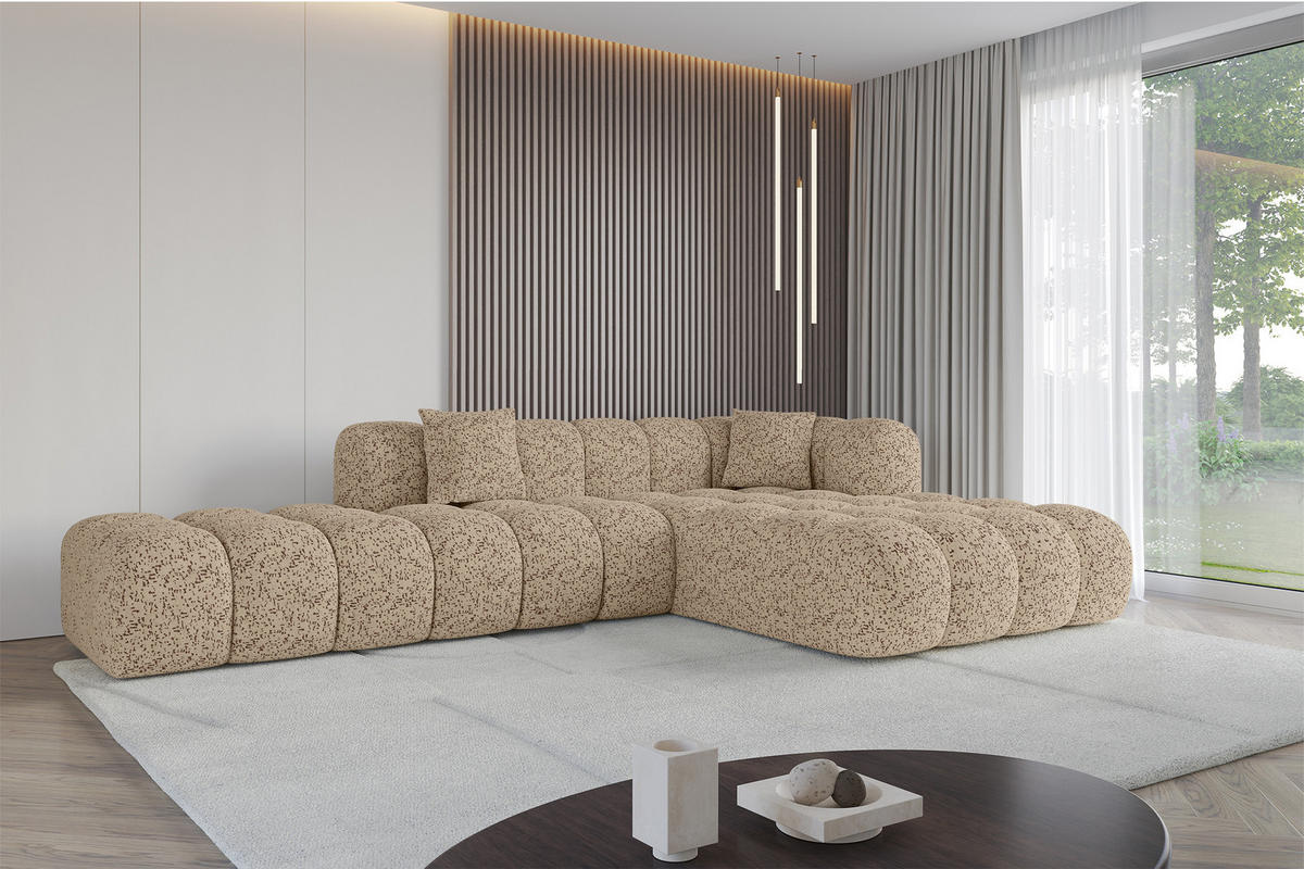 ECKSOFA Ottomane Rechts OLEA-L2 - 289x176x71 cm Braun - Schwarz/Braun, Holzwerkstoff/Kunststoff (289/176cm)