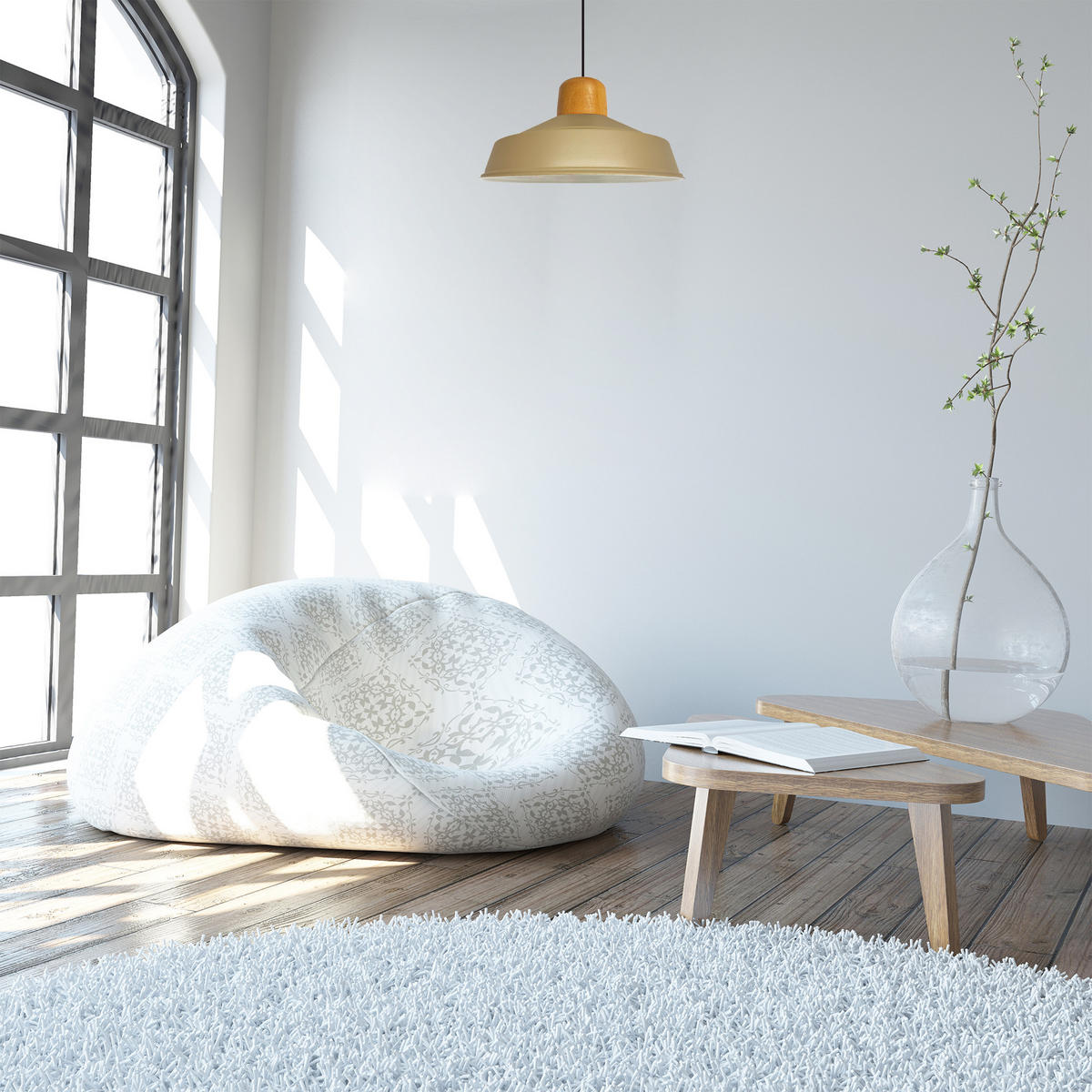 PENDELLEUCHTE Asletl 40/30 cm - Beige, Metall (30/40/20cm) - Bamyum