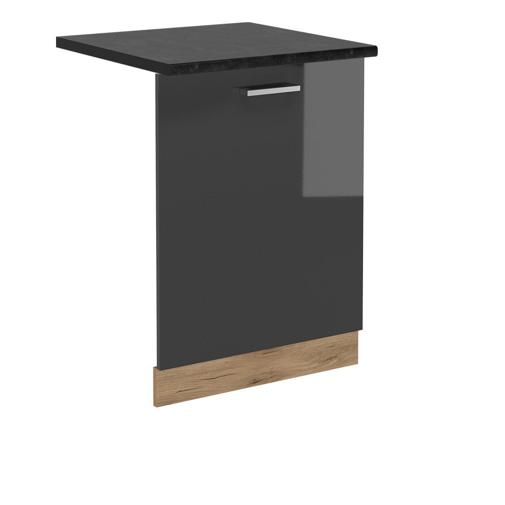 GESCHIRRSPÜLBLENDE R-Line Anthrazit Hochglanz 60 cm , AP Anthrazit - Honigeiche/Schwarz Hochglanz, Holzwerkstoff (60/81.8/1.6cm) - Vicco