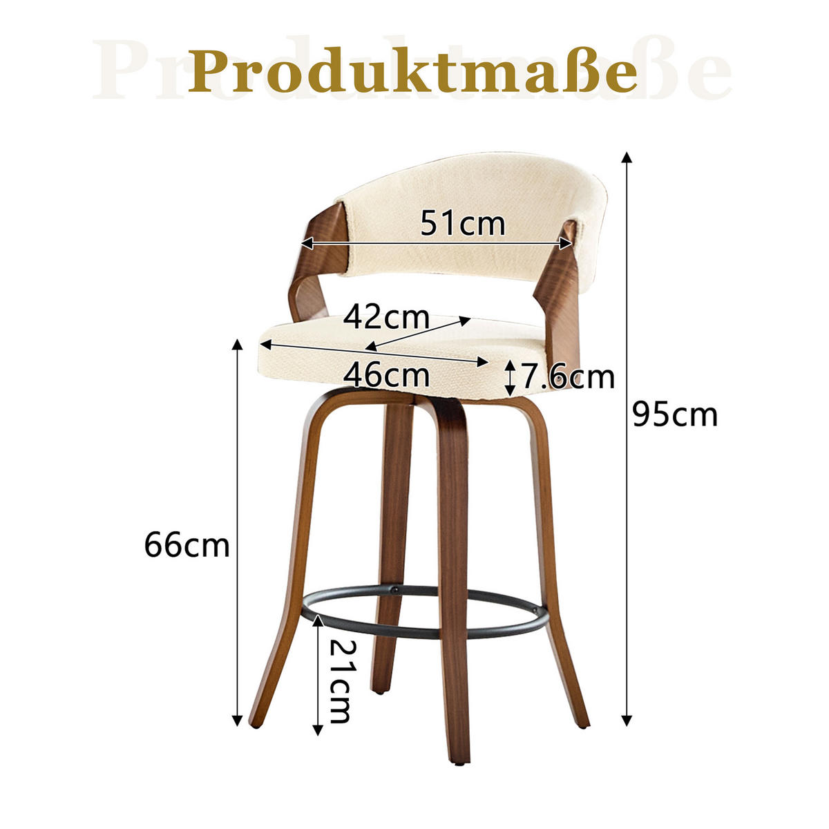 BARHOCKER Weiß 2er-Set mit Rückenlehne und Holzgestell - Weiß, Holz (51/95/42cm) - PANGIVO