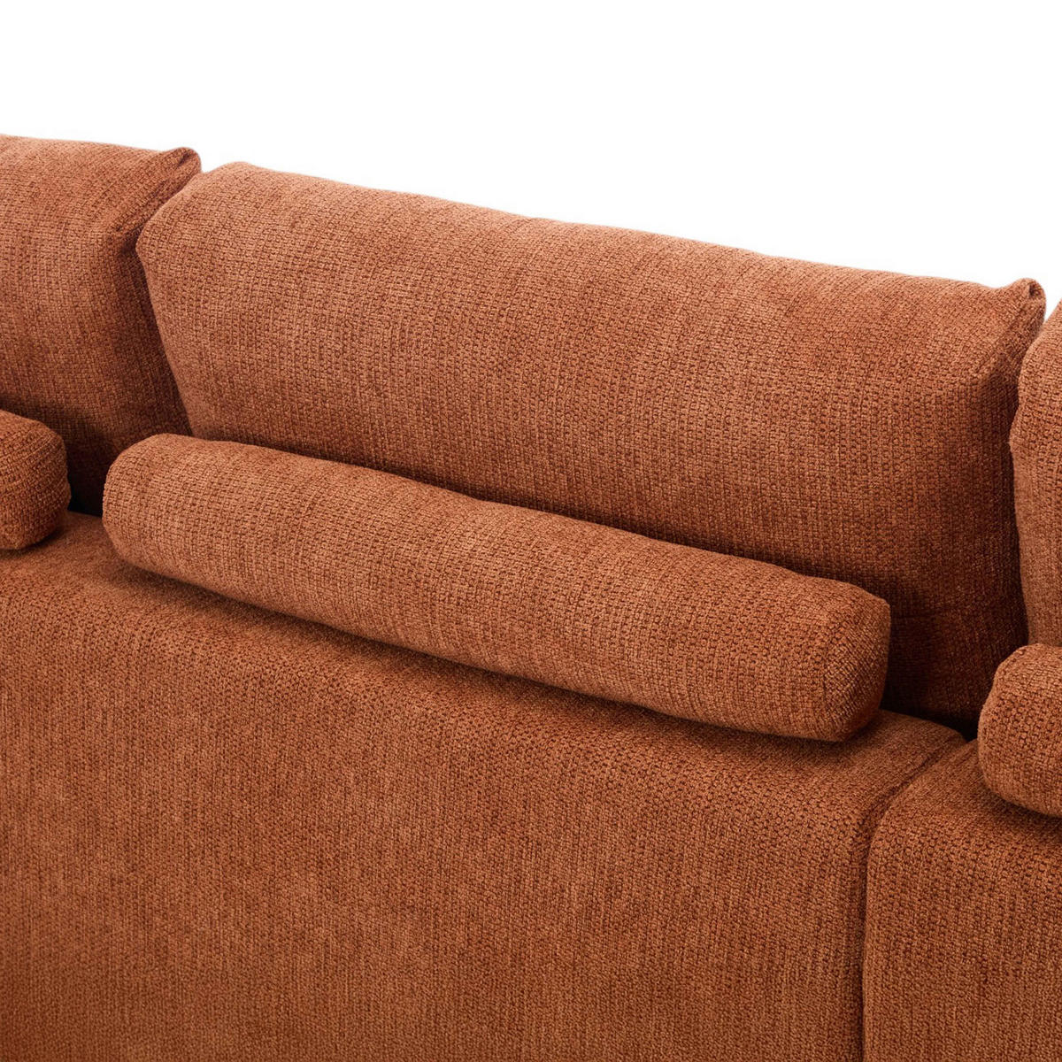 SOFA 3-Sitzer, Terrakotta - Rot, Holz/Textil (270/205cm) - Oviala