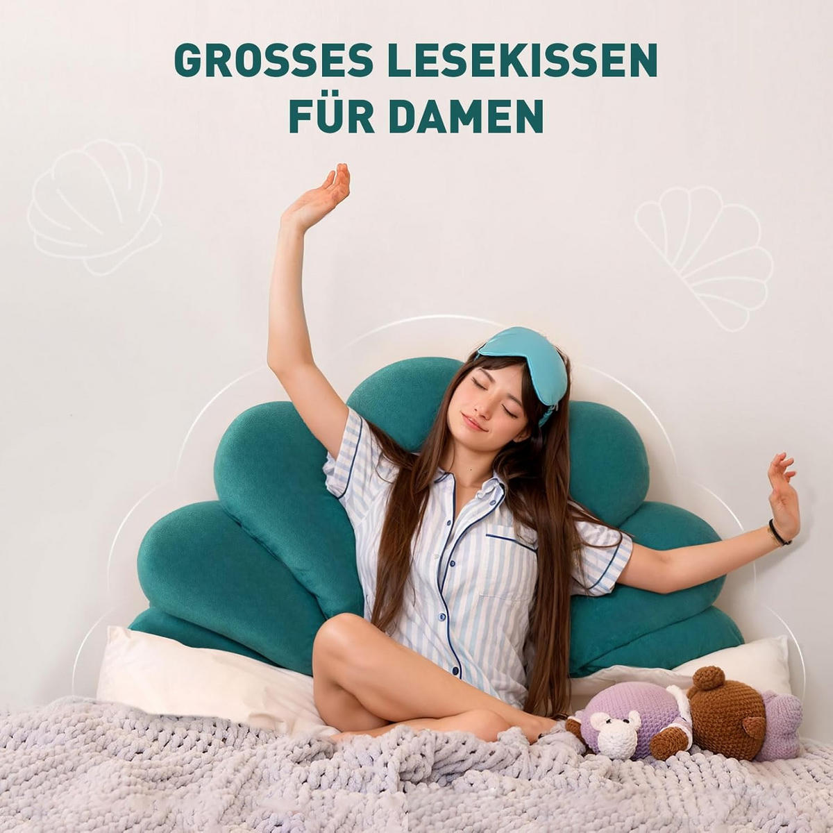 DEKOKISSEN SHELL Grüner - Dunkelgrün, Textil (90/150cm) - Vercart