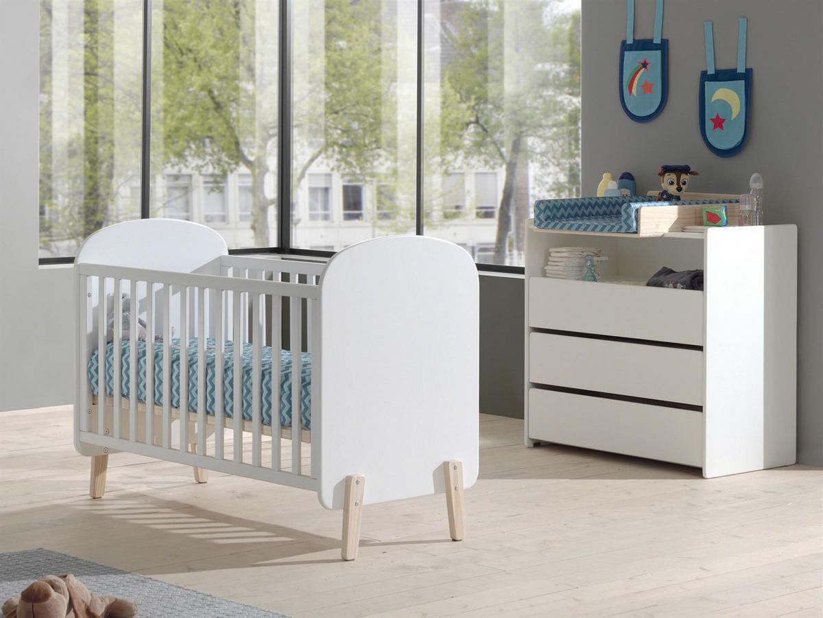 BABYZIMMEREINRICHTUNG Karilynn 5 Komplettset Massivholz+MDF Weiß - Weiß, Holz (219/106/74cm) - 58aufmkessel