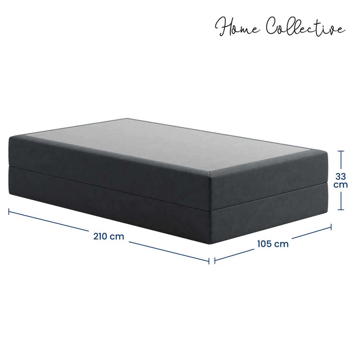 BOXSPRINGBETT mit Kaltschaummatratze, 100 x 200 cm, in Dunkelgrau - Anthrazit, Naturmaterialien (100/200cm) - Home Collective