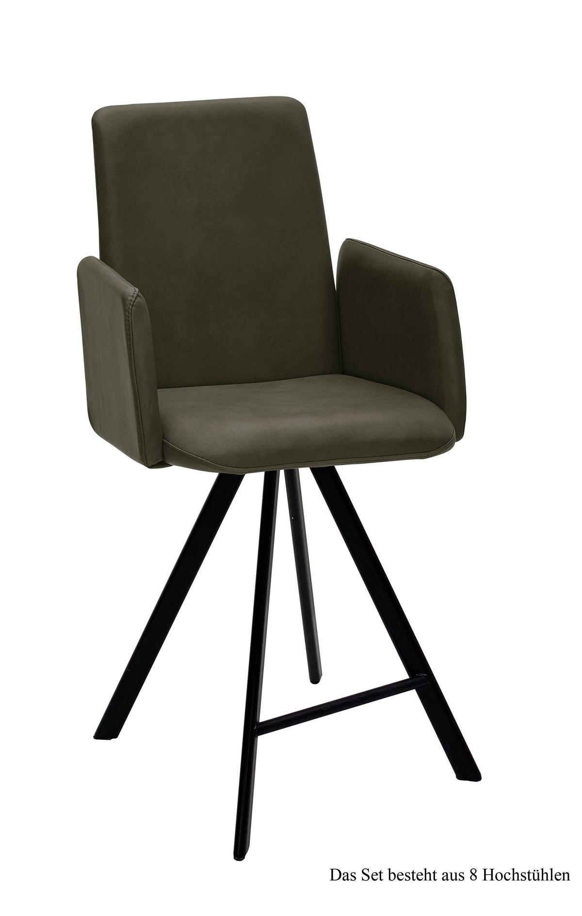 THEKENSTUHL drehbar (8er-Set) Desiree 52x109x60 Schwarz/Khaki - Dunkelgrün/Schwarz, Kunststoff (60/109/52cm) - 58aufmkessel