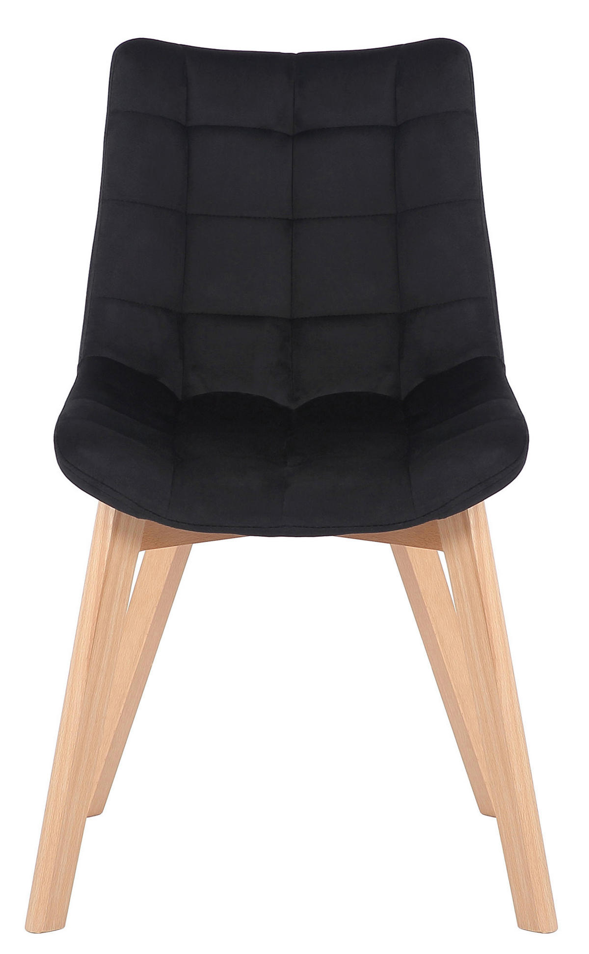 STUHL 2er Set Samt Schwarz - Eukalyptusholzfarben/Schwarz, Holz/Textil (46/82/61cm) - CLP