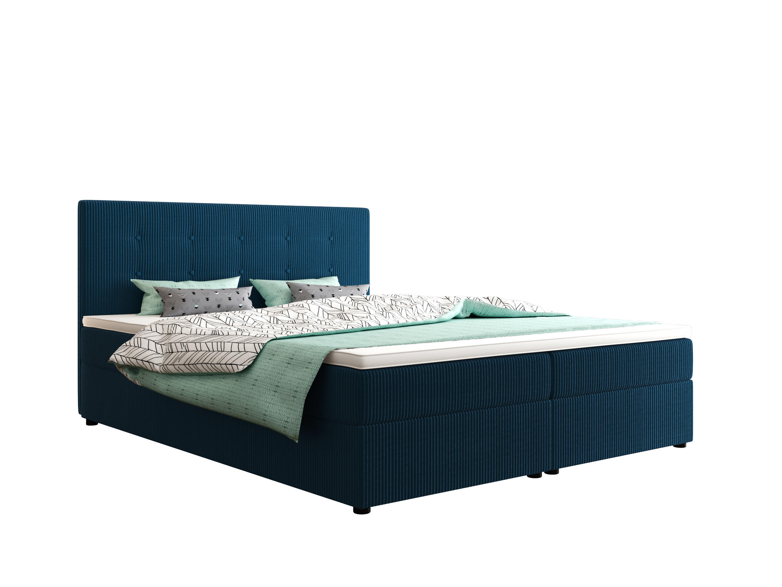 BOXBETT FADO 22 mit Matratze H3, Bonell und Topper 140x200 Zoom 13 - Blau, Holz/Textil (140/200cm) - Bedante