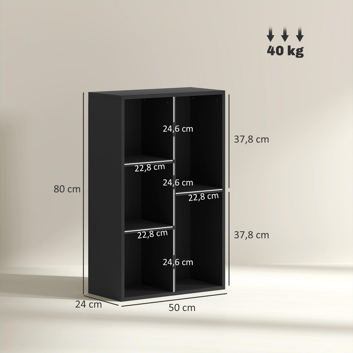 BÜCHERREGAL 50/24/80 cm schwarz - Brombeere, Karton (50/80/24cm)