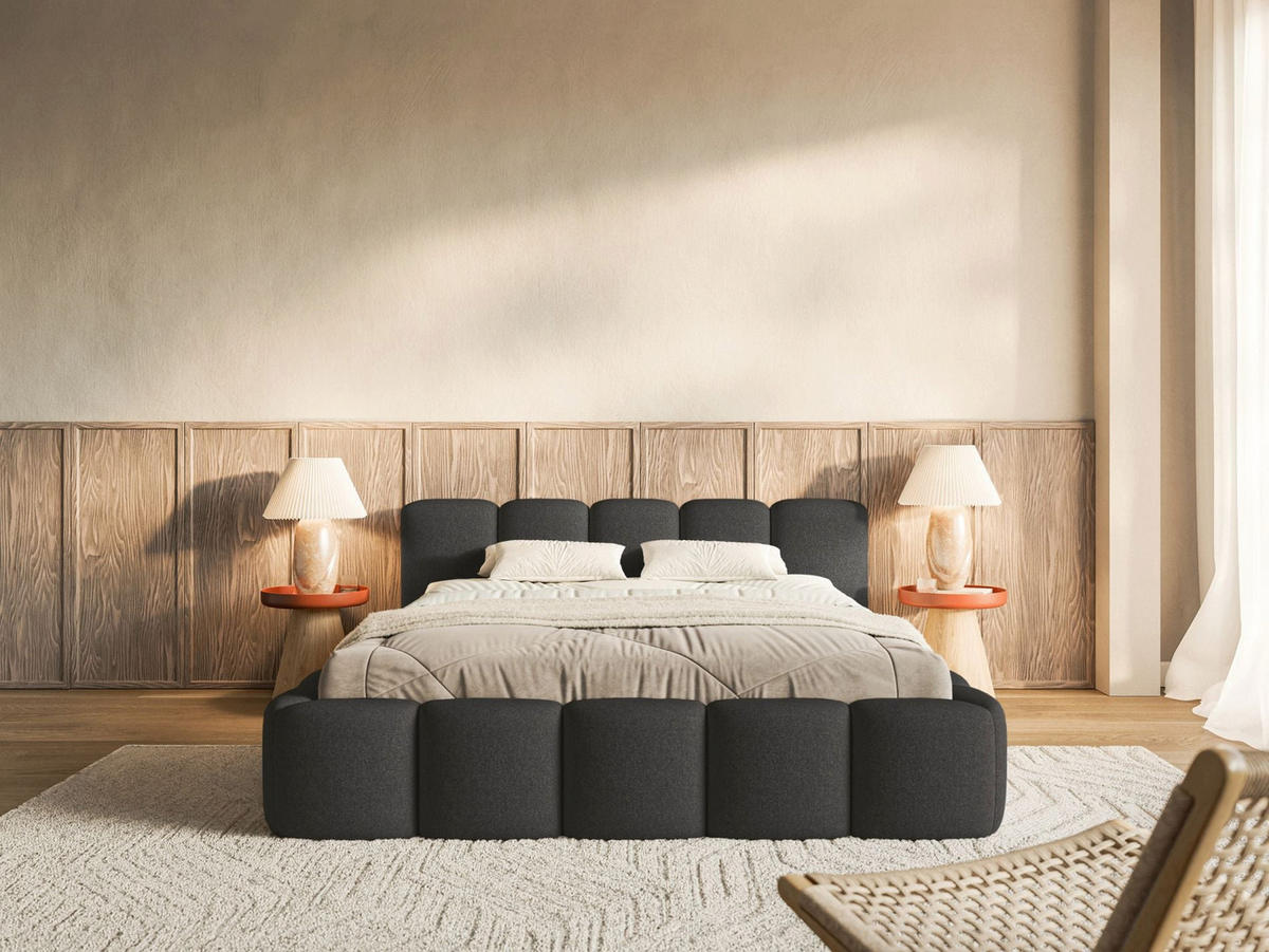 POLSTERBETT Cloudy Low Graphit Chenillebezug 200x200 - Graphitfarben, Textil (200/200cm) - Selsey