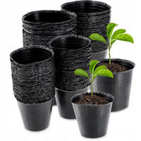 BLUMENTOPF für Setzlinge, 200 Stück - 100x ∅ 6cm und 100x ∅ 9,5cm, Schwarz - Schwarz, Kunststoff - KADAX