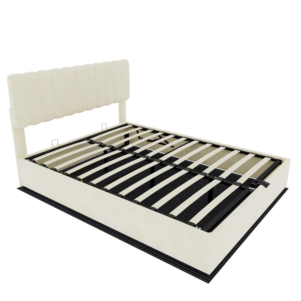 POLSTERBETT 140/200 cm DE-32948 mit Stauraum und Matratze Beige - Beige, Metall (140/200cm) - ComfortXL