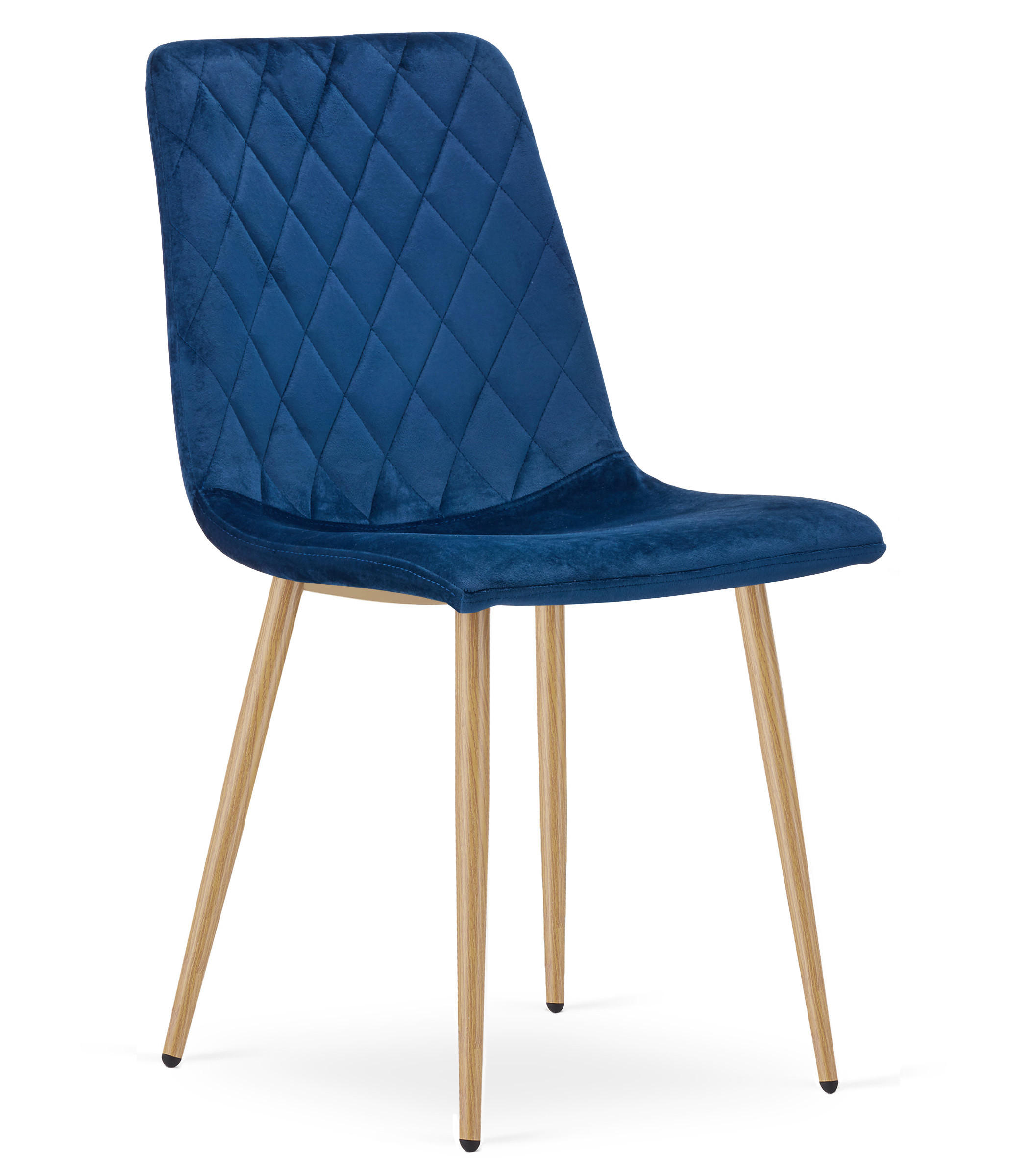 ESSZIMMERSTUHL TURIN marineblauer Sitz, Beine in Holzfarbe - Eichefarben/Dunkelblau, Textil (44.5/88.5/53cm) - Valora