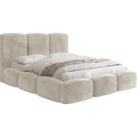 POLSTERBETT Harmony mit Bettkasten, Creme Samt Velours 120x200 cm - Beige/Birkefarben, Holzwerkstoff/Kunststoff (120/200cm) - WFL GROUP