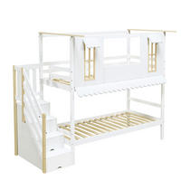 ETAGENBETT Hausform Weiß/Natur - Naturfarben, Holz (90/200cm) - ComfortXL