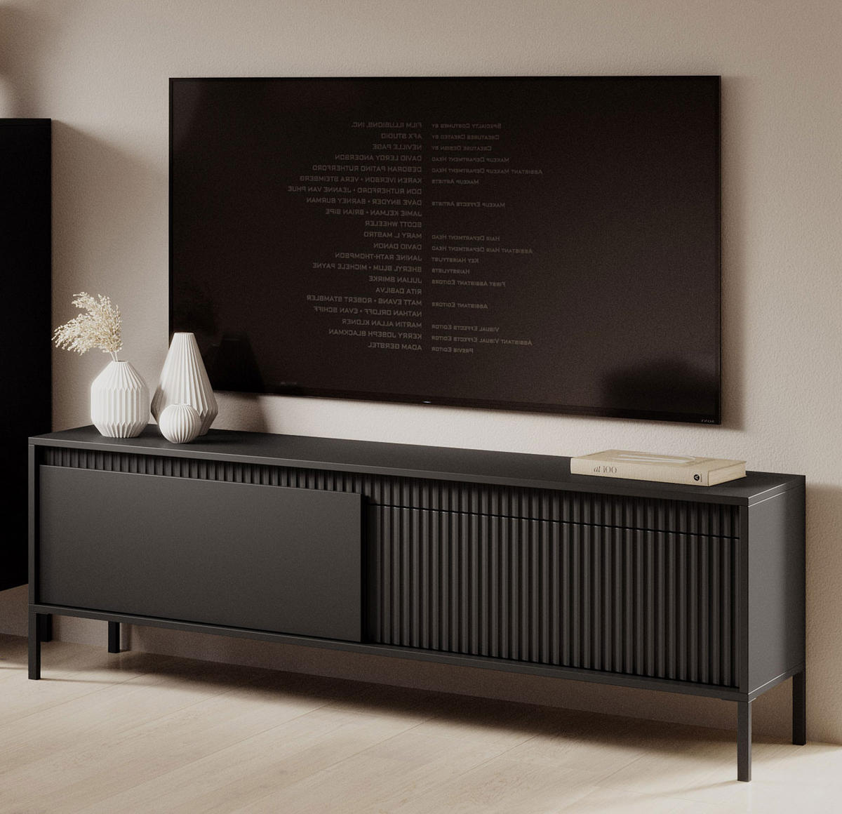 LOWBOARD Senso schwarz 154 / 40 / 54cm - Schwarz, Holz/Holzwerkstoff (154/40/54cm) - Feldmann-Wohnen