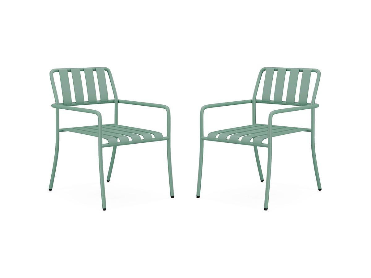 GARTENSESSEL stapelbar 2er-Set - Metall - Mandelgrün - BIRMOS von MYLIA - Grün, Metall - Vente-Unique
