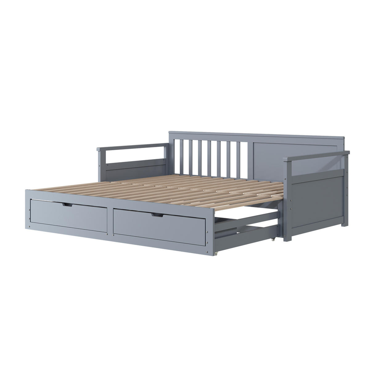 TAGESBETT aus Kiefer 90x190/180x190 cm Grau mit Ausziehbett und Schubladen, platzsparend - Grau, Holzwerkstoff (180/190cm) - Modfu