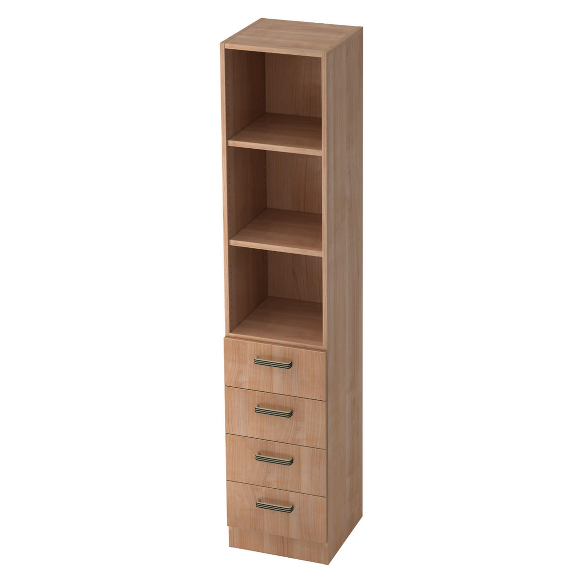 SCHUBLADENSCHRANK - 4 Schübe 42/40,6/200,4 cm in Nussbaumfarben Streifengriff (Kunststoff) - Nussbaumfarben, Holzwerkstoff (40.6/200.4/42cm) - bümö