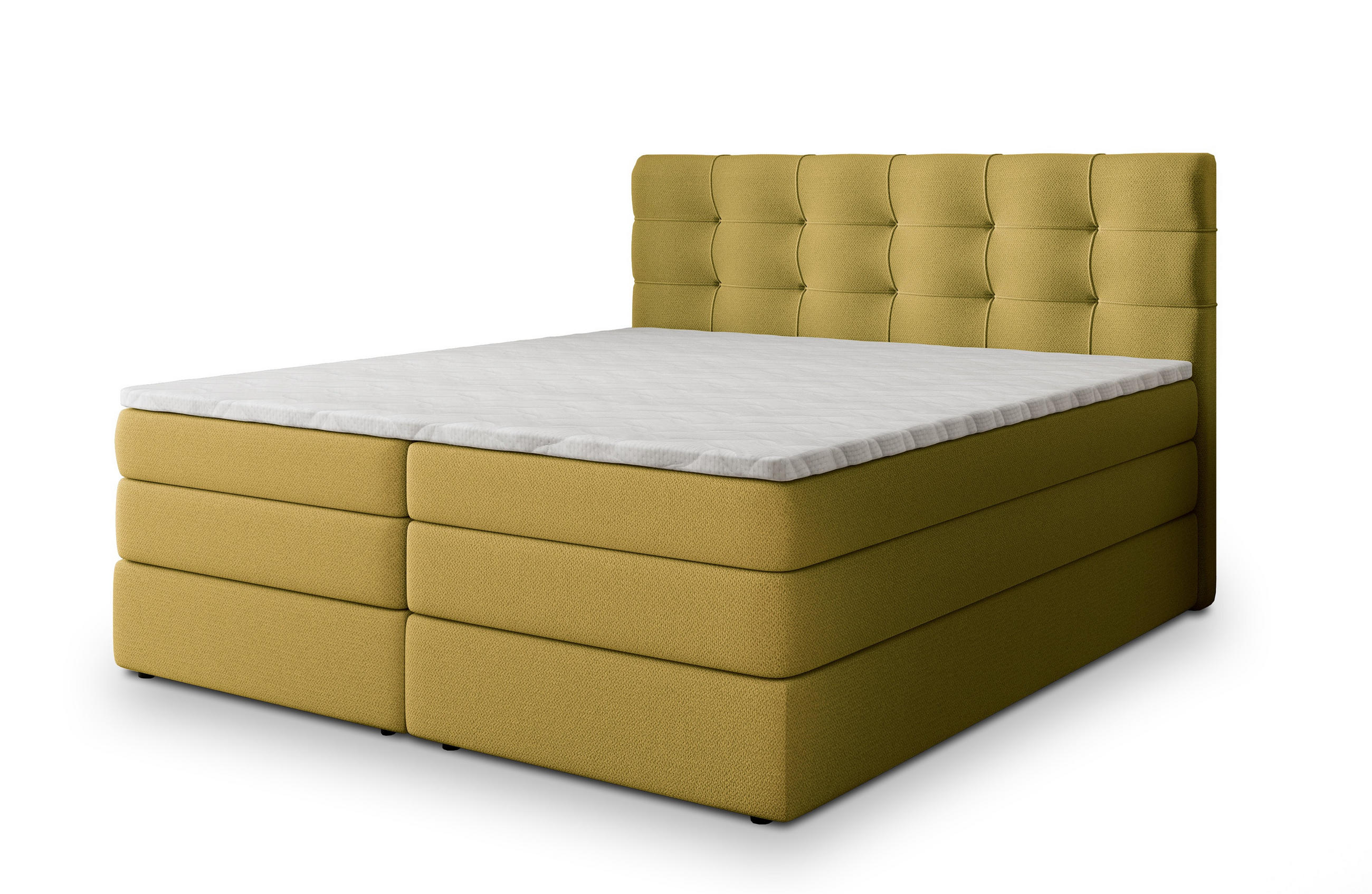 POSTEL BOXSPRING AREZI 160x200 cm, s matrací a úložným prostorem, žlutá - žlutá, kompozitní dřevo/textil (160/200cm) - MASSENO