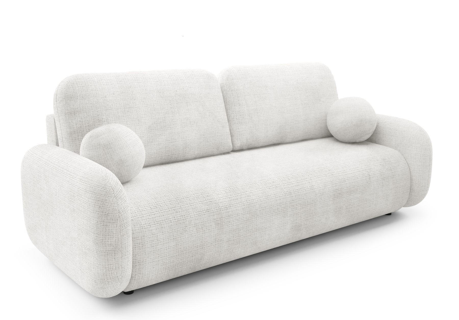 SOFA Cremona 01 LEON Mit Schlaffunktion - Weiß, Textil (220/90/92cm) - Sepro Meble