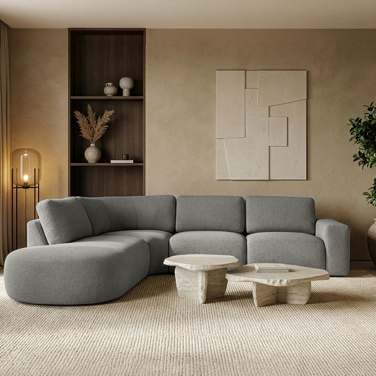 ECKSOFA LINKS ZUCCO, Dunkelaschgrau - Dunkelgrau, Holz/Holzwerkstoff (304/293cm) - KONSIMO®