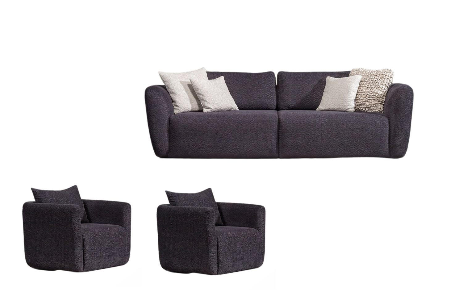 SITZGARNITUR Energy Grau-Seidengrau Stellvariante:2+1+1 - Braun, Holz (210/93/100cm) - Villa Möbel