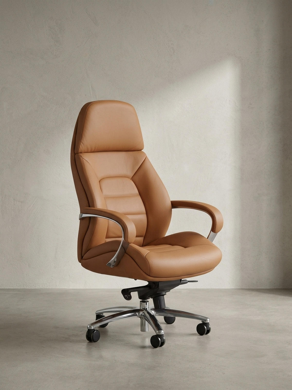 CHEFSESSEL Leder mit Multiblockwippmechanik bis 120 kg MIRON, Beige 67x67x137 cm - Beige/Silberfarben, Leder/Metall (67/137/67cm) - KADIMA DESIGN