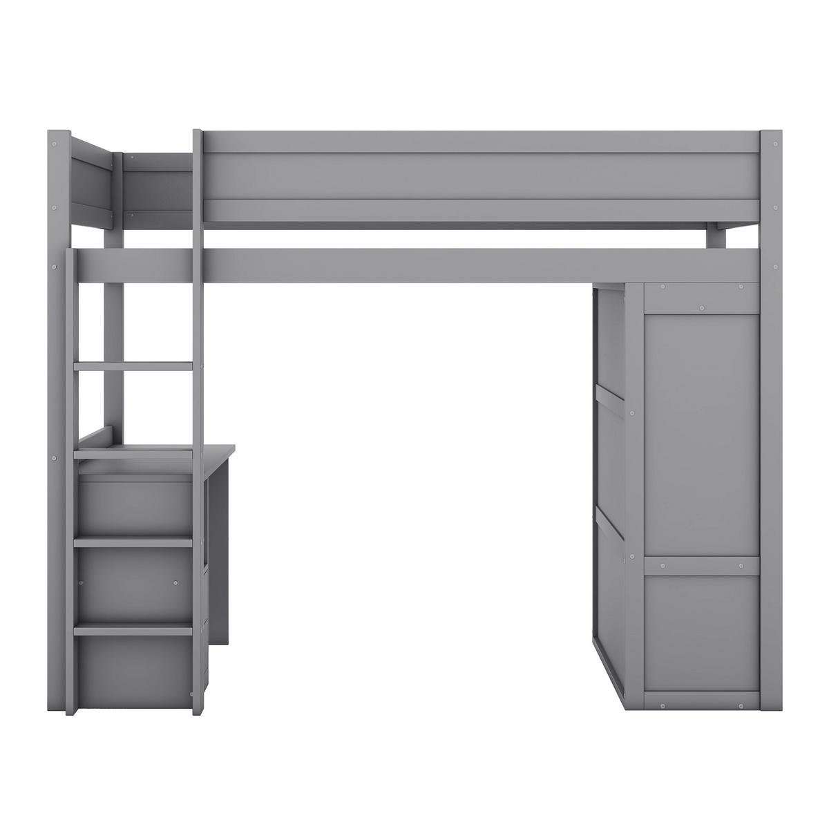 HOCHBETT 90/200 cm grau mit Schreibtisch und Kleiderschrank - Grau, Holz (90/200cm) - OKWISH