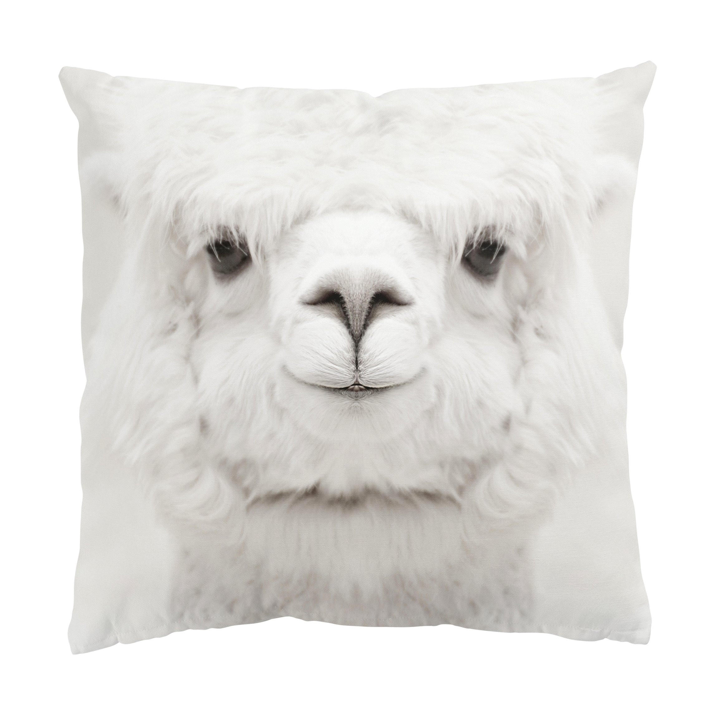 KISSENBEZUG Lächelndes Alpaka 40/40 cm - Weiß, Textil (40/40cm) - Bilderwelten