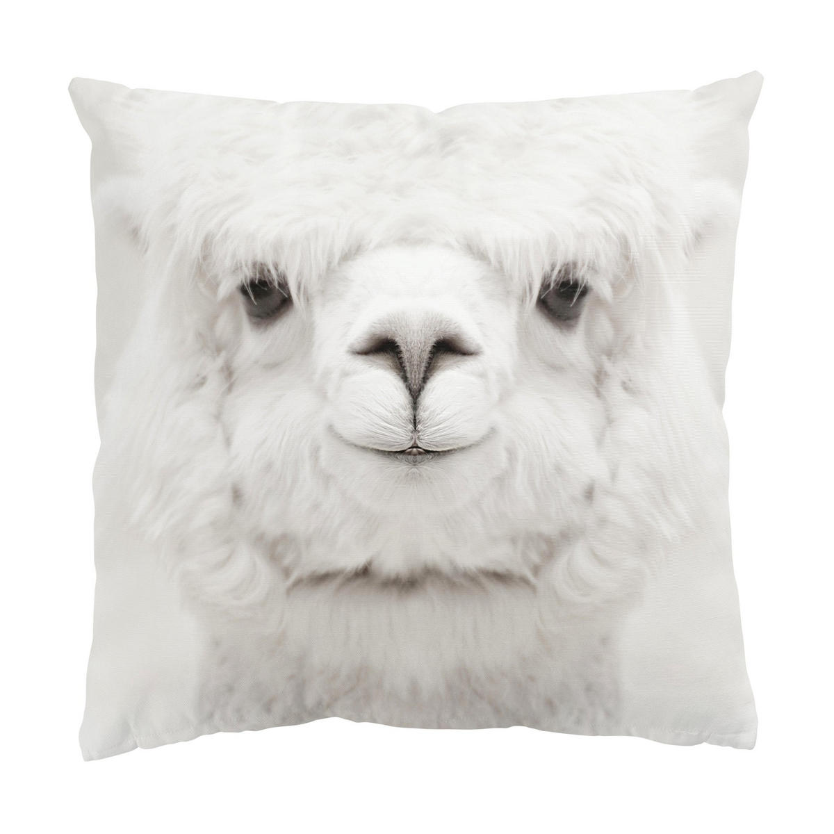 KISSENBEZUG Lächelndes Alpaka 40/40 cm - Weiß, Textil (40/40cm) - Bilderwelten