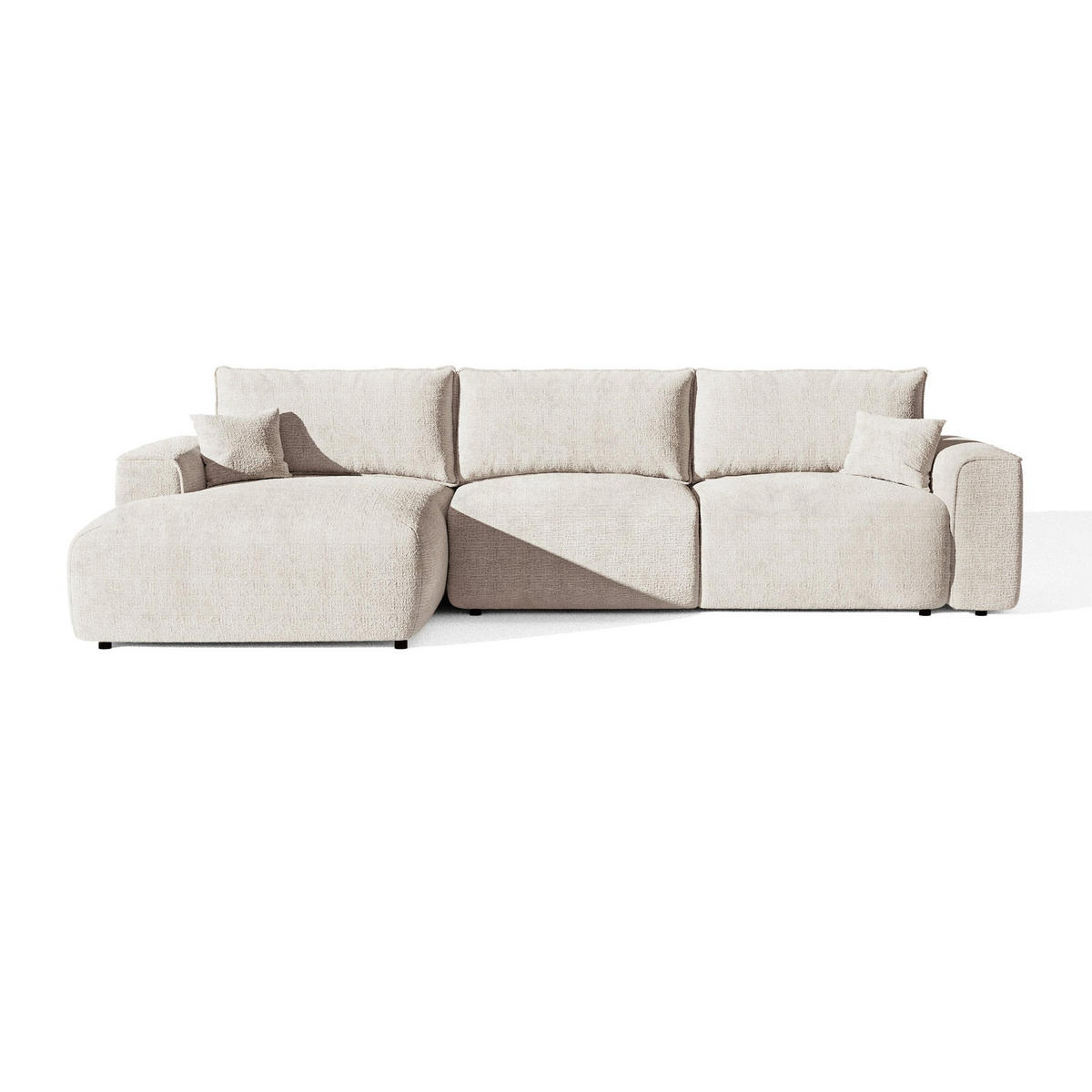 LINKSECK-SCHLAFSOFA mit Stauraum COMO Köpergewebe mit weichem Griff Creme 297cm - Creme, Textil (297/167cm) - Premium Interiors