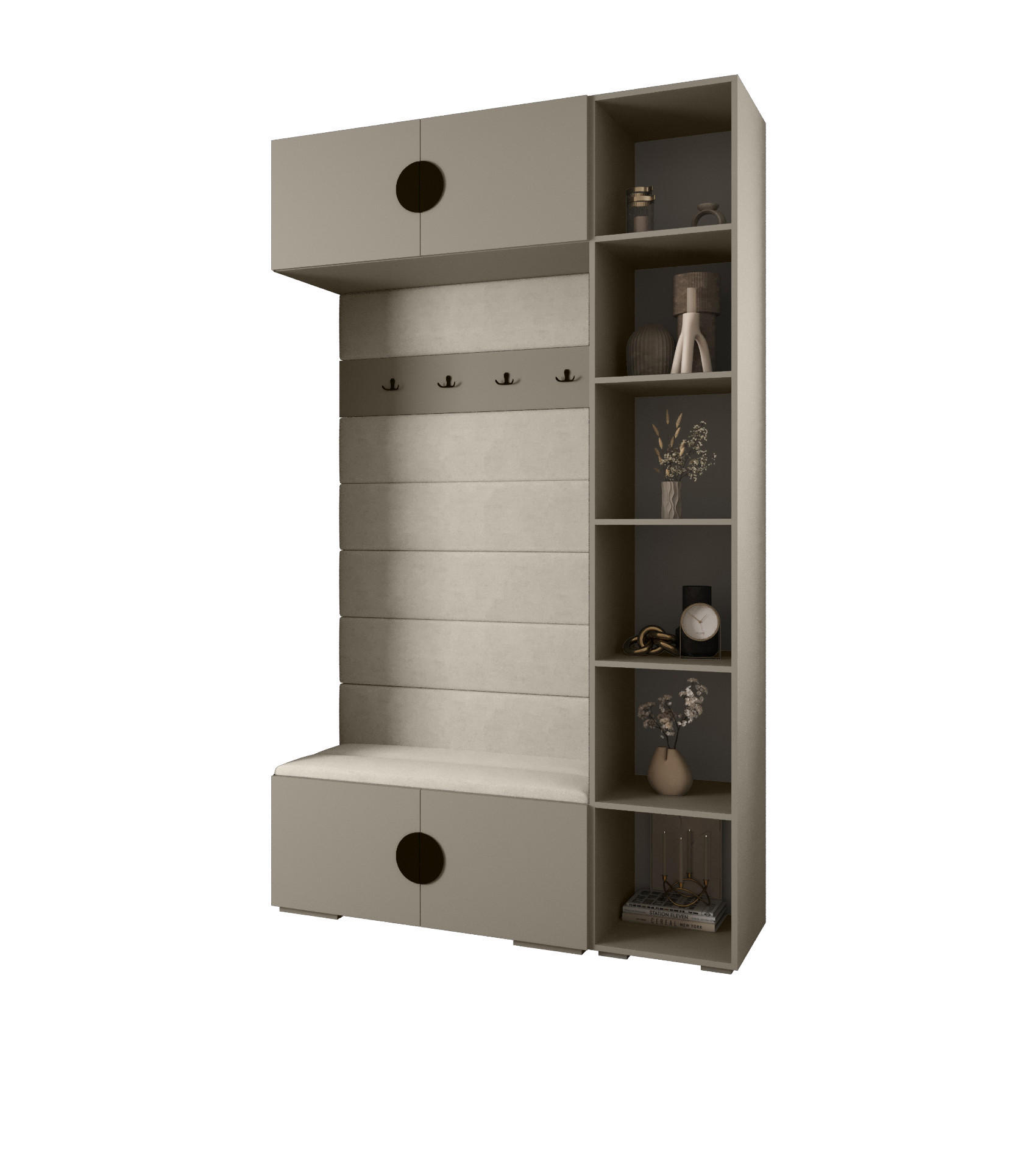 Abiks Möbel Garderoben-Set Kaschmir, Beige, Schwarz 140x236.7x47 cm