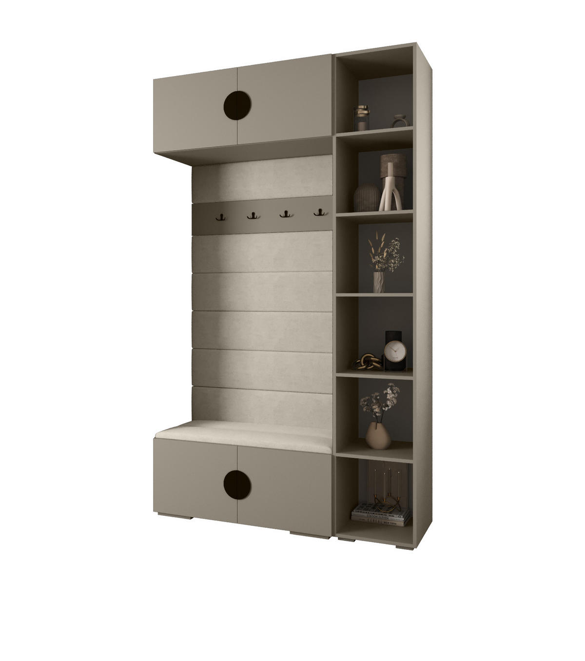 GARDEROBEN-SET 236,7/140/47 - Kaschmir/Schwarz, Holz/Kunststoff (140/236.7/47cm) - Abiks Möbel