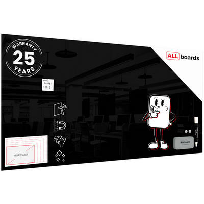ALLboards Glasboard Schwarz 200x100x0.7 cm