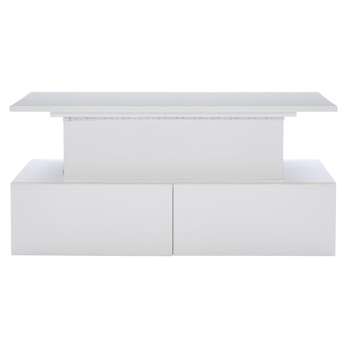 COUCHTISCH 90/55/41 cm in Weiß Hochglanz mit LED-Beleuchtung und 4 Schubladen - Weiß, Holzwerkstoff (90/55/41cm) - Flora Grace