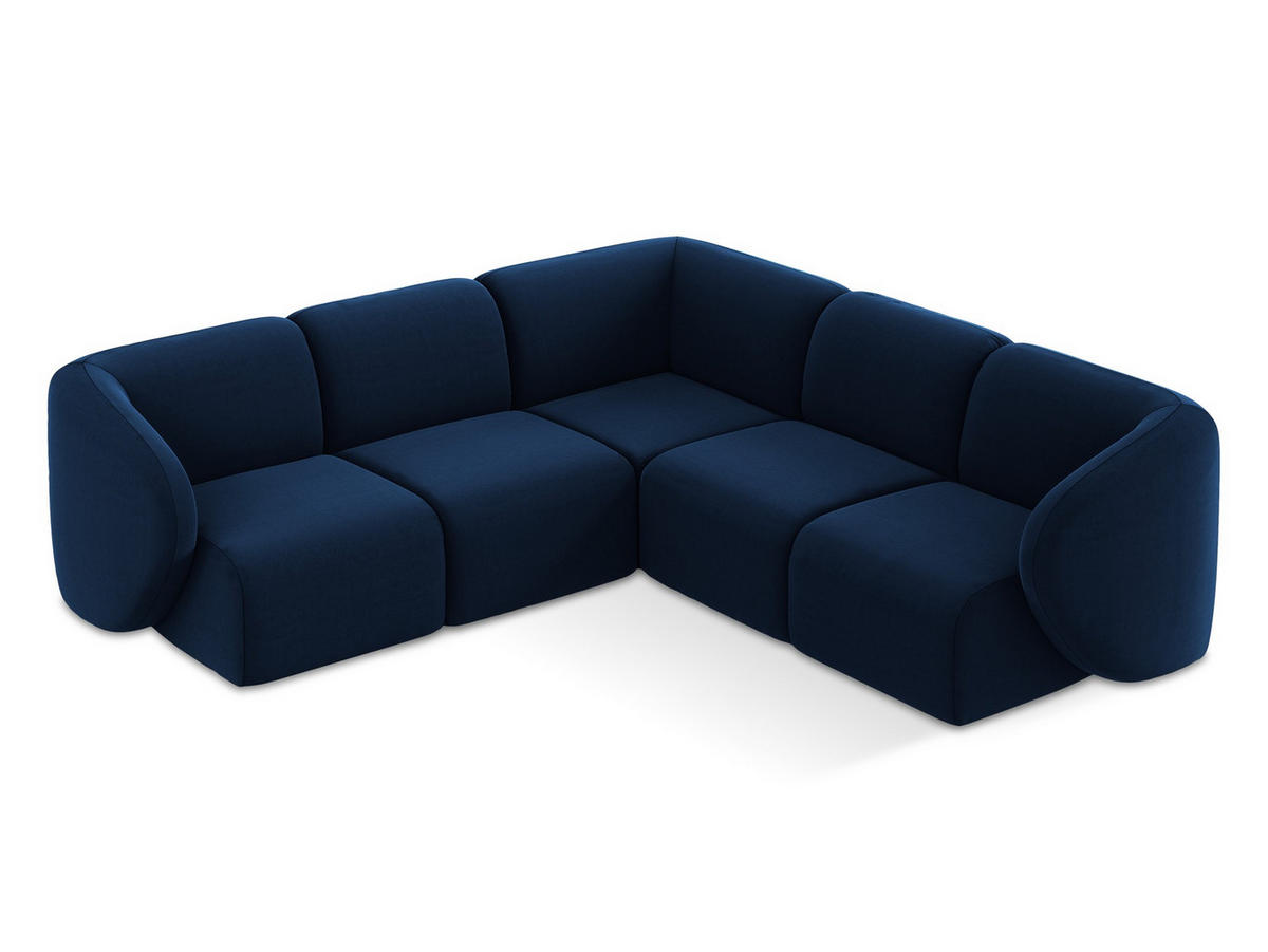ECKSOFA Samt Stoff Blau - Türkis/Schwarz, Holzwerkstoff/Kunststoff (251/251cm) - Makamii