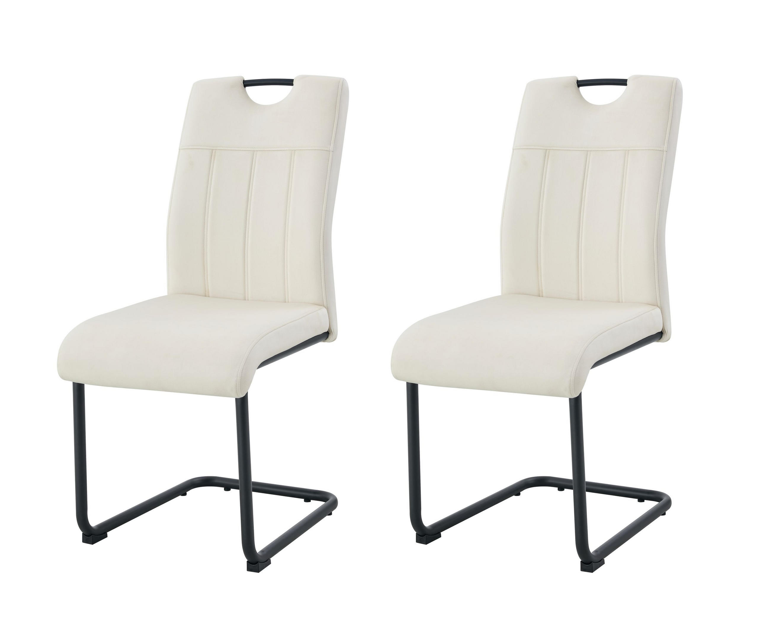 SCHWINGER-STUHL 2er Set Lyon Stühle in Creme - gemütliches Design - B/H/T: 43x98x61 cm - Creme, Textil (61/98/43cm)