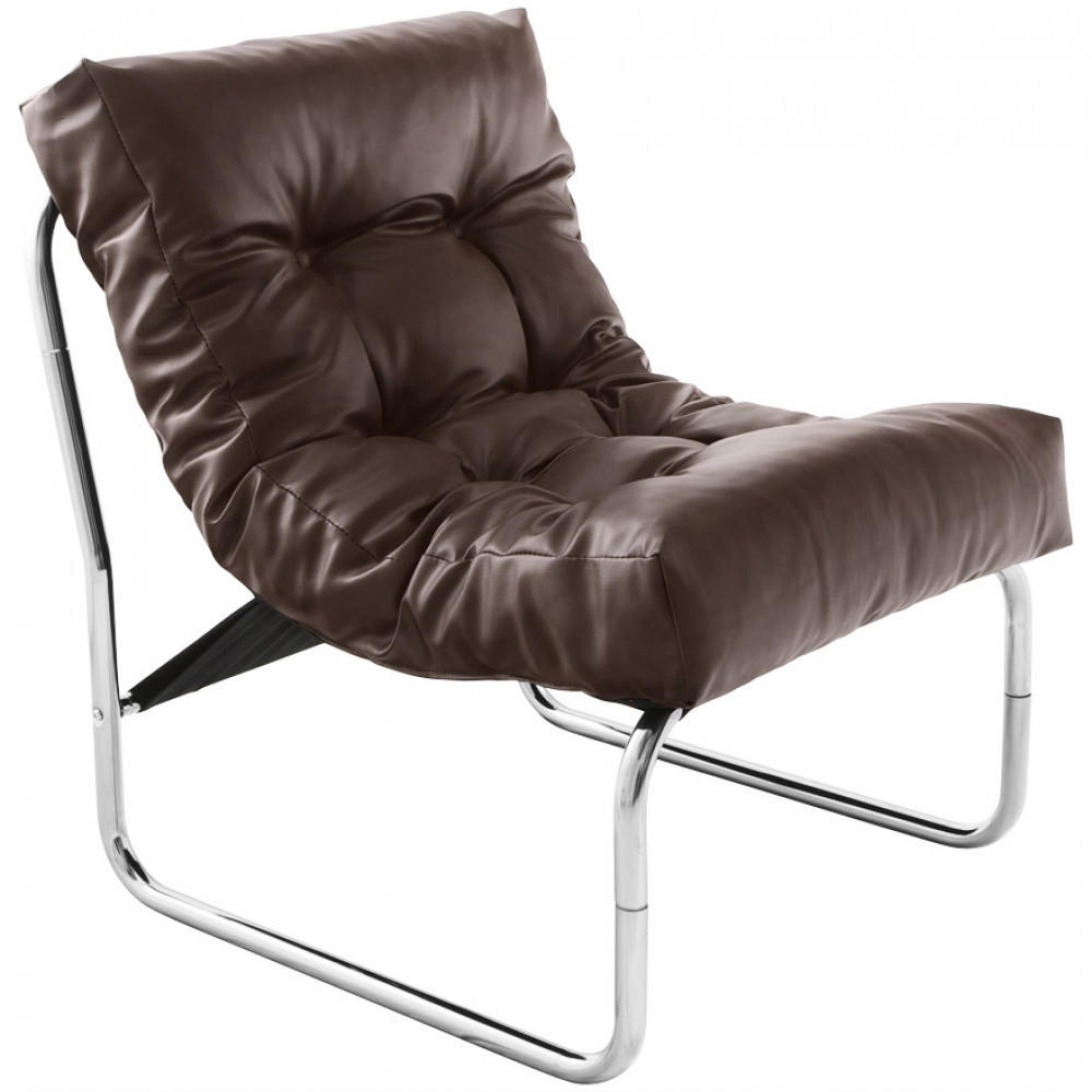 LOUNGESESSEL braun 60x76x73cm - Chromfarben/Braun, Leder (60/76/73cm) - AlterEgo