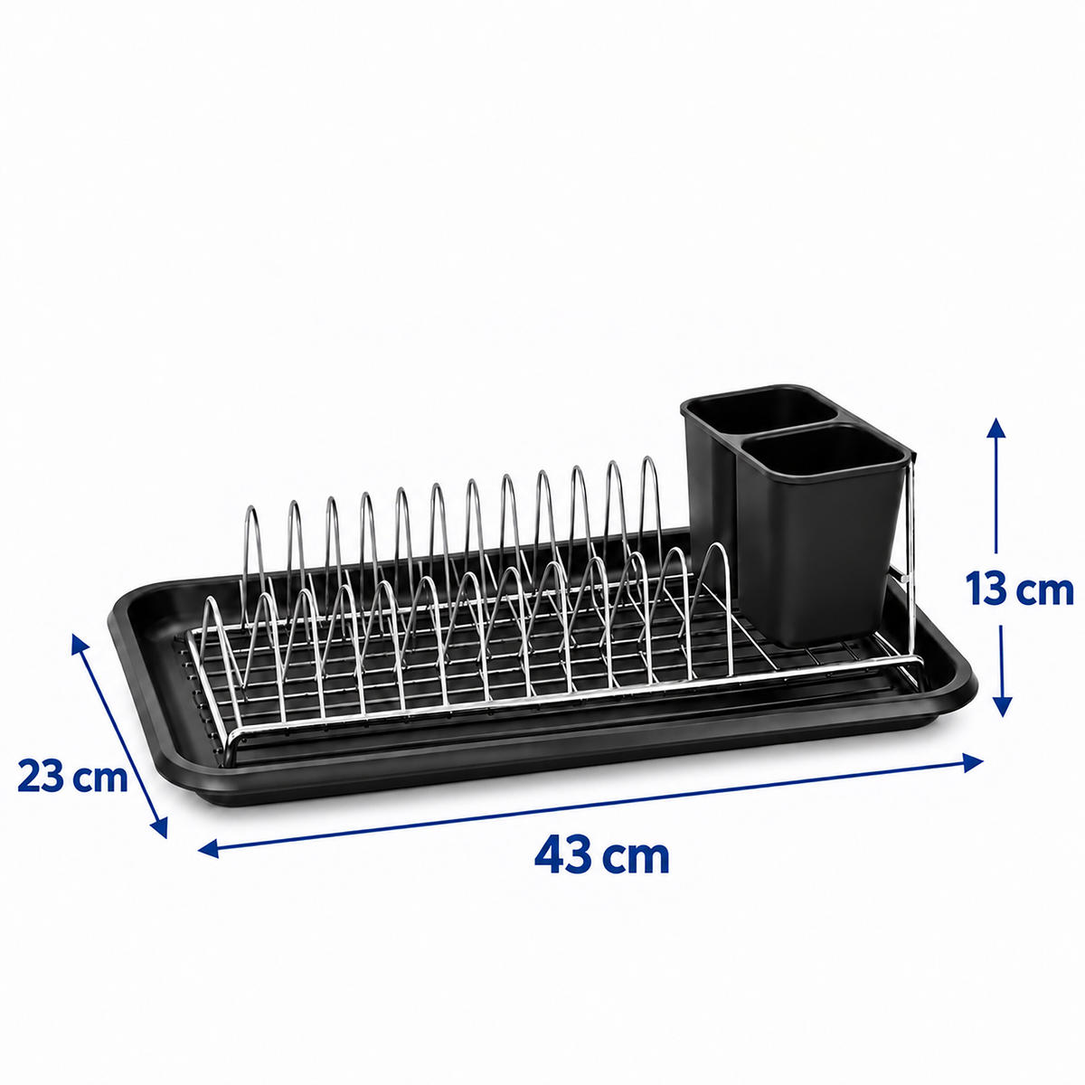 ABTROPFGESTELL Schwarz Silber Metall Kunststoff mit Auffangschale 43 cm - Schwarz, Kunststoff/Metall (43/13/23cm) - Relaxdays