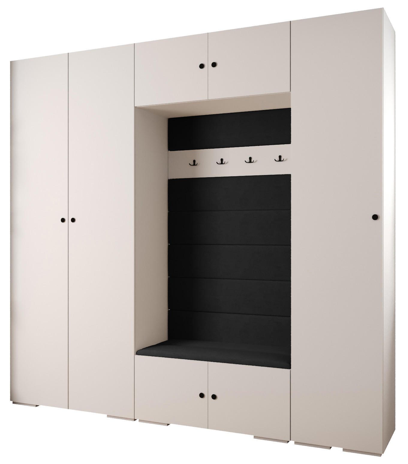 Abiks Möbel Garderoben-Set Weiß, Schwarz 250x236.7x47 cm