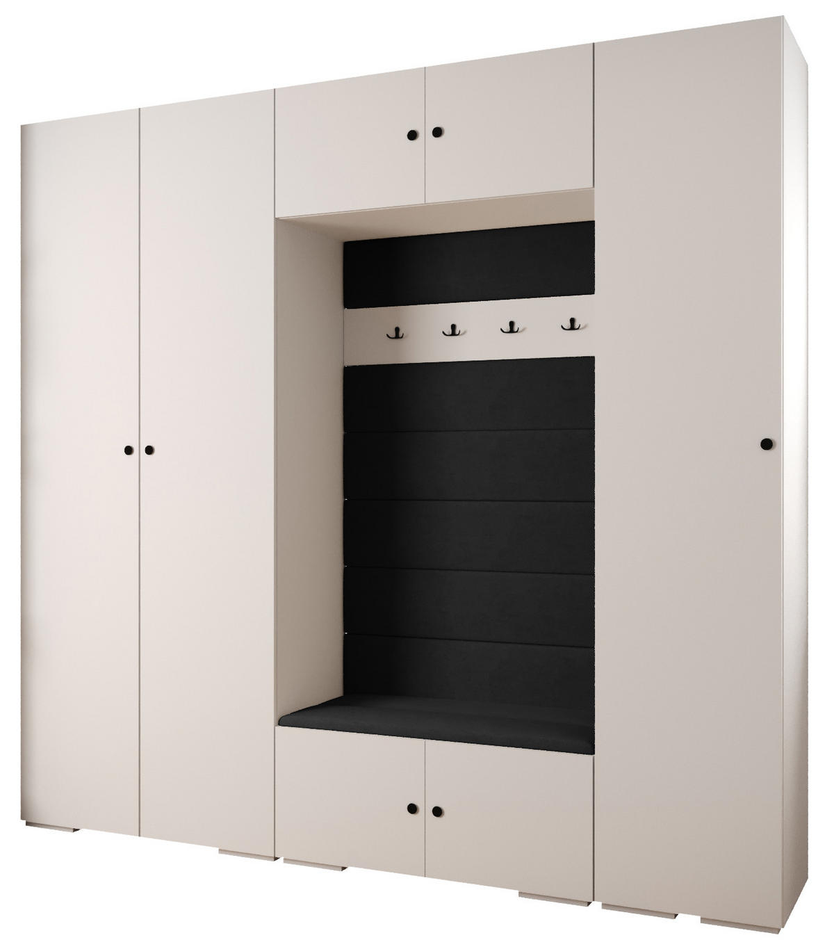 GARDEROBEN-SET 236,7/250/47 - Schwarz/Weiß, Holz/Kunststoff (250/236.7/47cm) - Abiks Möbel