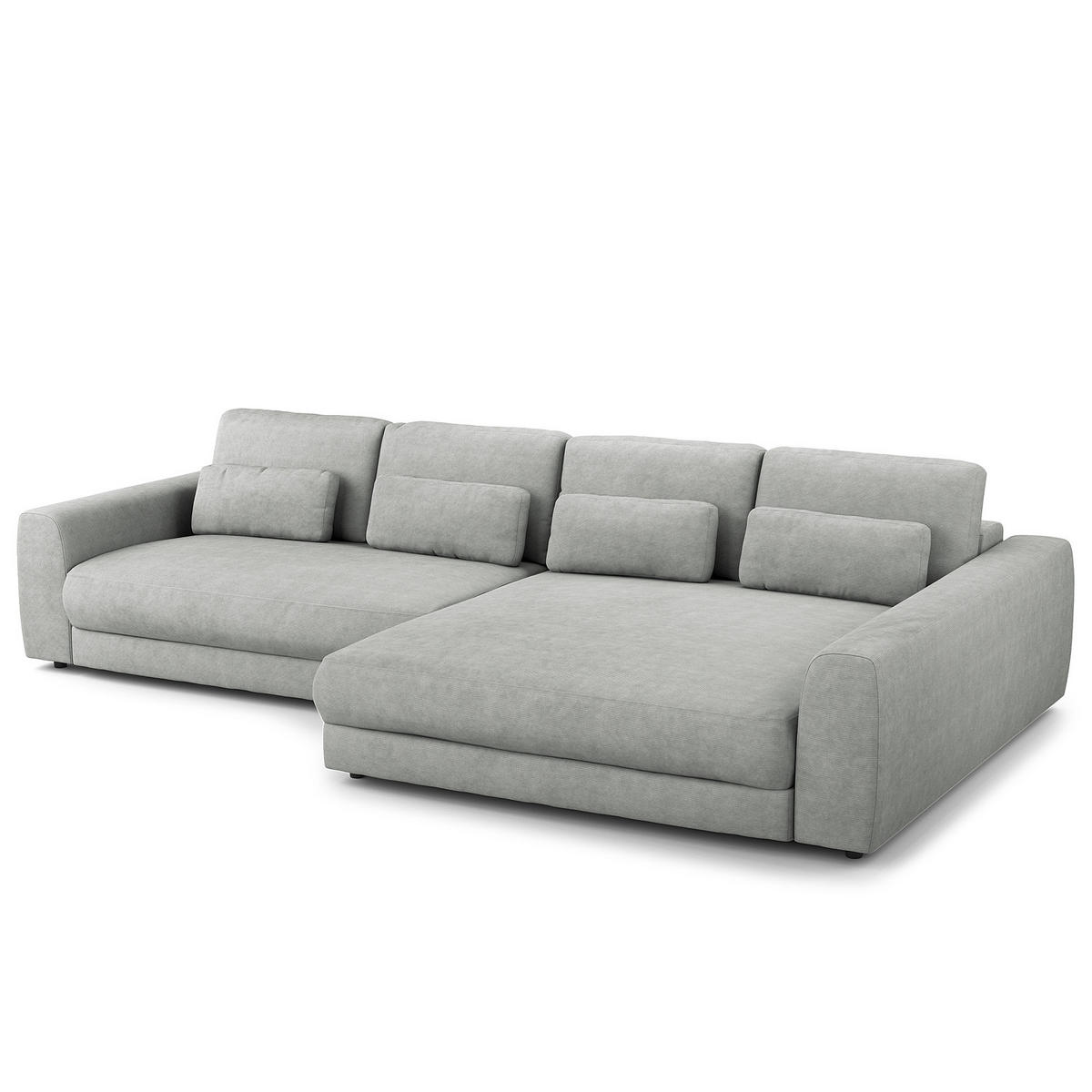 ECKSOFA mit XXL-Longchair - Schwarz/Grau, Kunststoff/Textil (323/182cm) - home24