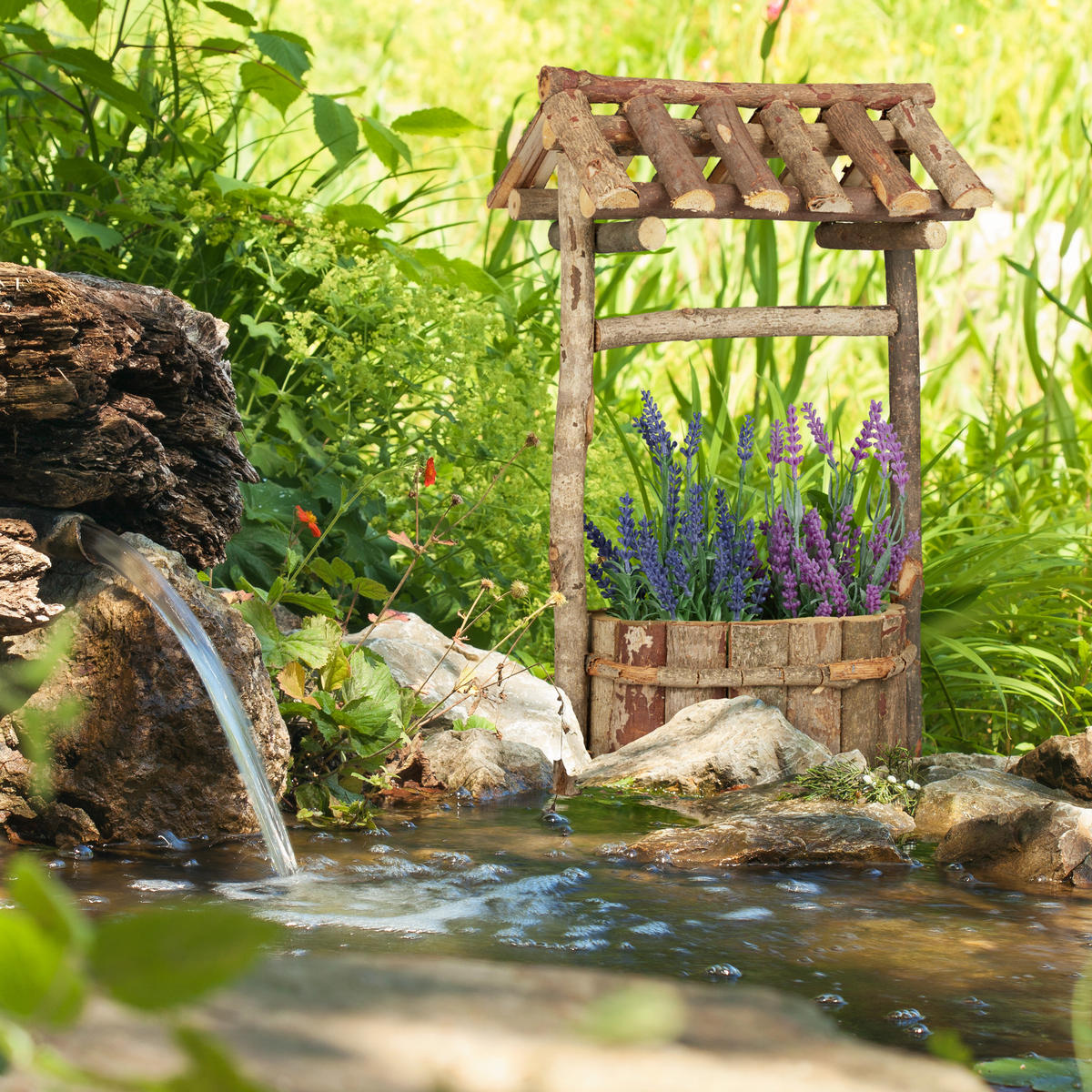 HOLZBRUNNEN - Hellbraun, Holz (18/25/43cm) - Relaxdays