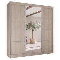 SCHIEBETÜR-SCHRANK Sonoma Eiche V200 Mit Spiegel Und Silbernen Sprossen - Braun, Holzwerkstoff (200/215/61cm) - Sepro Meble
