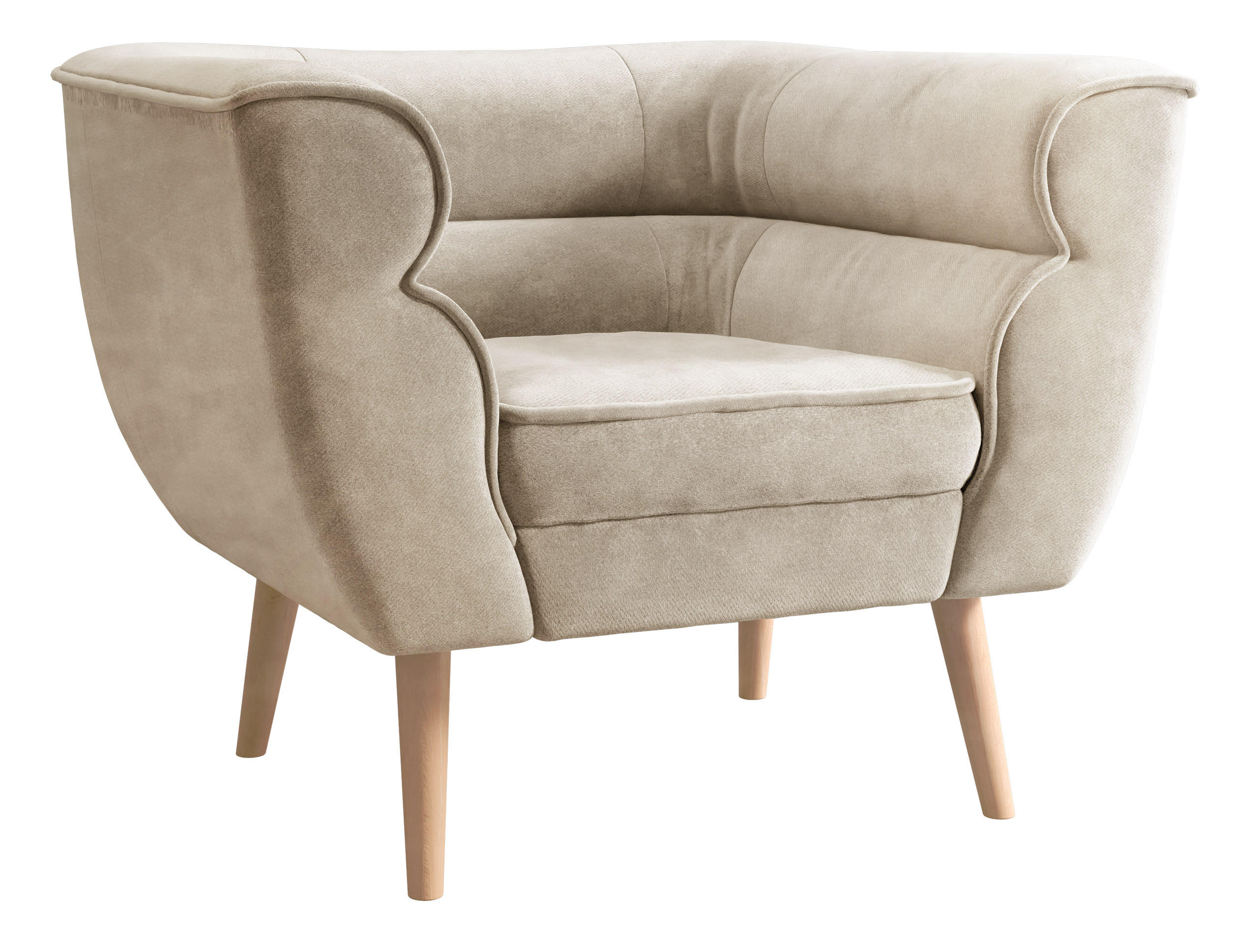 SESSEL Bal 1 - Beige/Naturfarben, Holz/Textil (82/75/74cm) - MIRJAN24