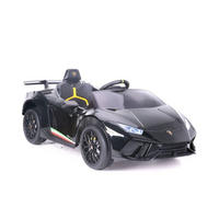 KINDER ELEKTROAUTO Lamborghini Huracan schwarz EVA-Reifen, Kunstledersitz, lizenziert, Fernbedienung, Bluetooth - Schwarz, Kunststoff (117/64/47cm) - Es-Toys