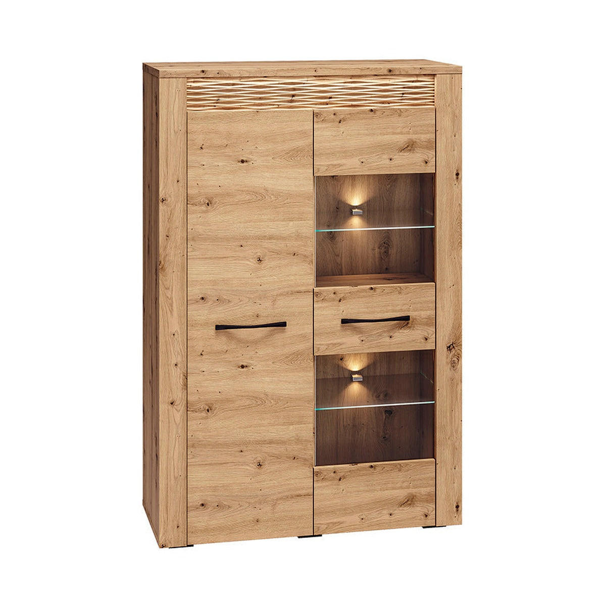 VITRINE – 92 cm – Artis – Eiche Artisan - Eiche Artisan, Holzwerkstoff (92/140/40cm) - hi-markt