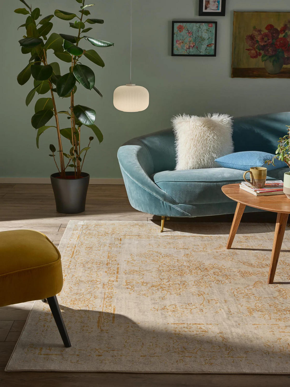 VINTAGE-TEPPICH Miray waschbar 200/300 cm - Beige/Gelb, Kunststoff (200/300cm) - benuta Nest